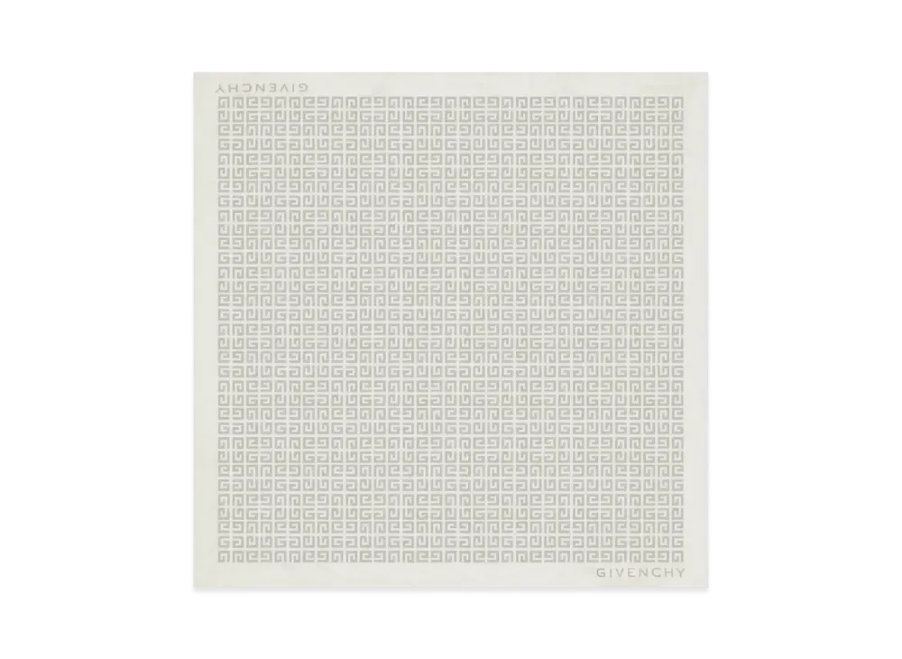 GIVENCHY 4G Pocket Square In Silk "White/Grey"