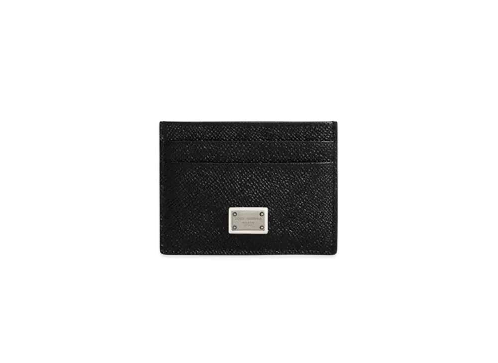 DOLCE&GABBANA Calfskin Card Holder With Branded Plate "Black"