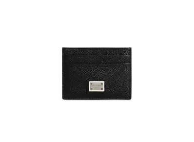 DOLCE&GABBANA Calfskin Card Holder With Branded Plate "Black"