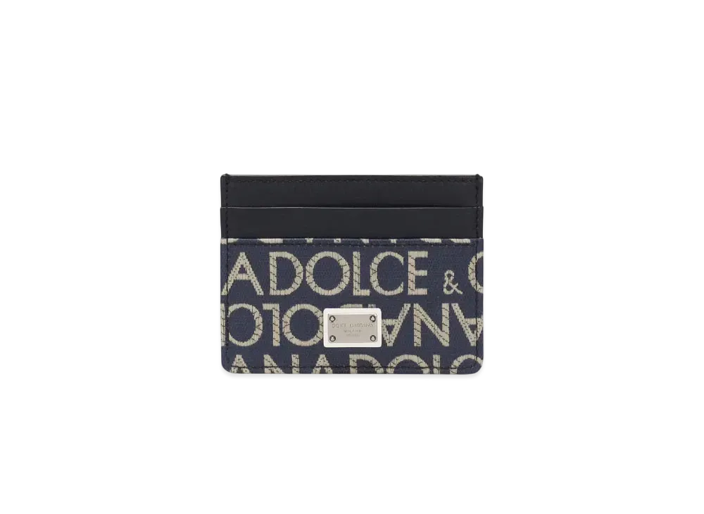 DOLCE&GABBANA Coated Jacquard Card Holder "Blue"