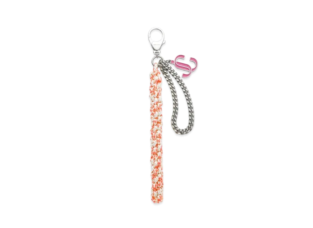 Jimmy Choo Braided Rope Charm Braided Rope Bag Charm "Orange/Candy Pink/Silver"