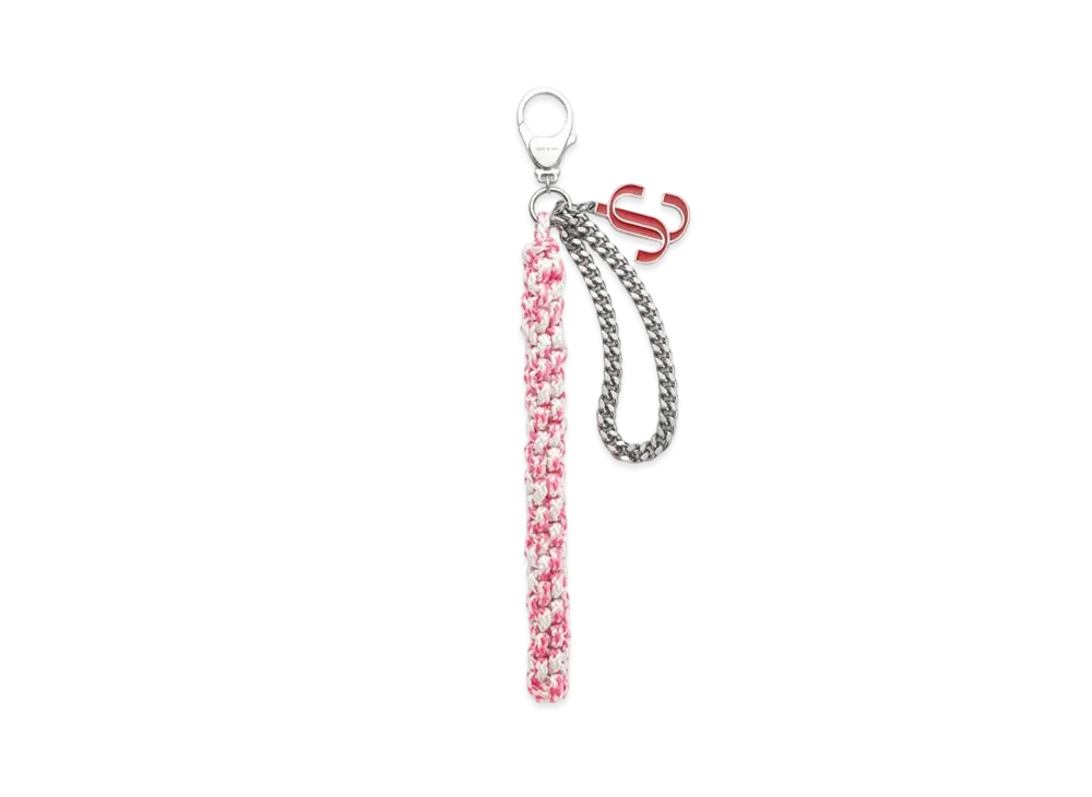 Jimmy Choo Braided Rope Charm Braided Rope Bag Charm "Candy Pink/Red/Silver"