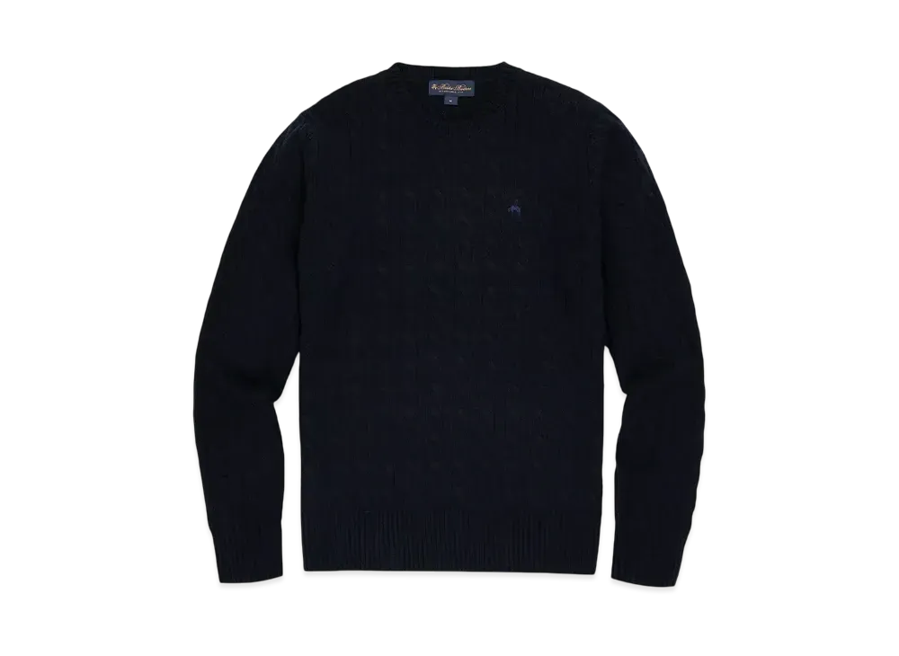 Brooks Brothers Wool GF Logo Cable Cewneck Sweater "Navy"