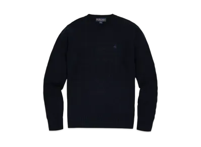 Brooks Brothers Wool GF Logo Cable Cewneck Sweater "Navy"