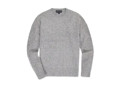 Brooks Brothers Wool GF Logo Cable Cewneck Sweater "Medium Grey"