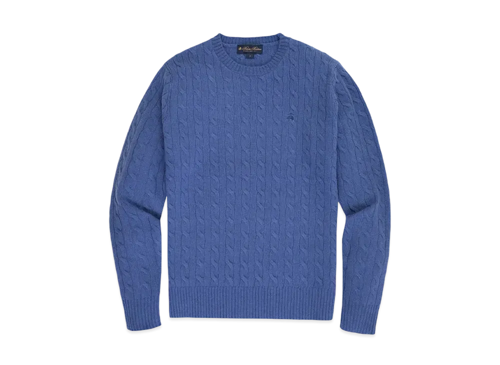Brooks Brothers Wool GF Logo Cable Cewneck Sweater "Blue"