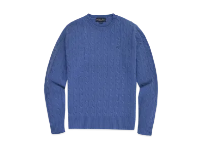 Brooks Brothers Wool GF Logo Cable Cewneck Sweater "Blue"