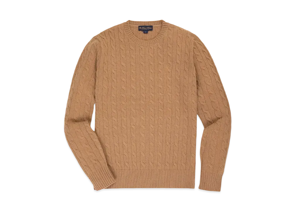 Brooks Brothers Wool GF Logo Cable Cewneck Sweater "Beige"