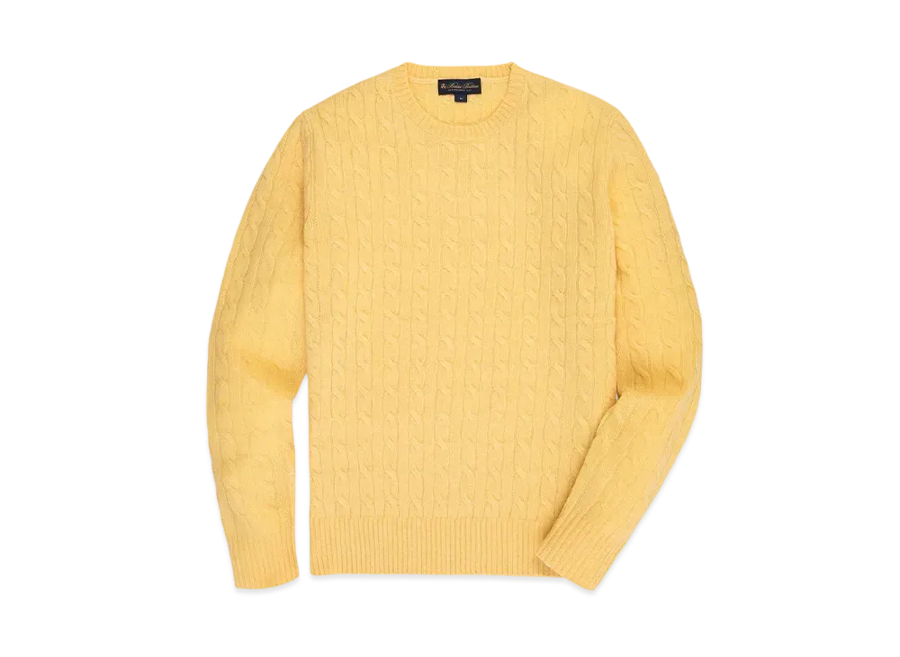 Brooks Brothers Wool GF Logo Cable Cewneck Sweater "Yellow"