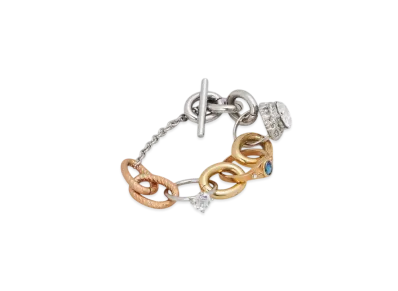 Marni Mixed Link Chain Bracelet with Jewelled Rings "Deep Gold"