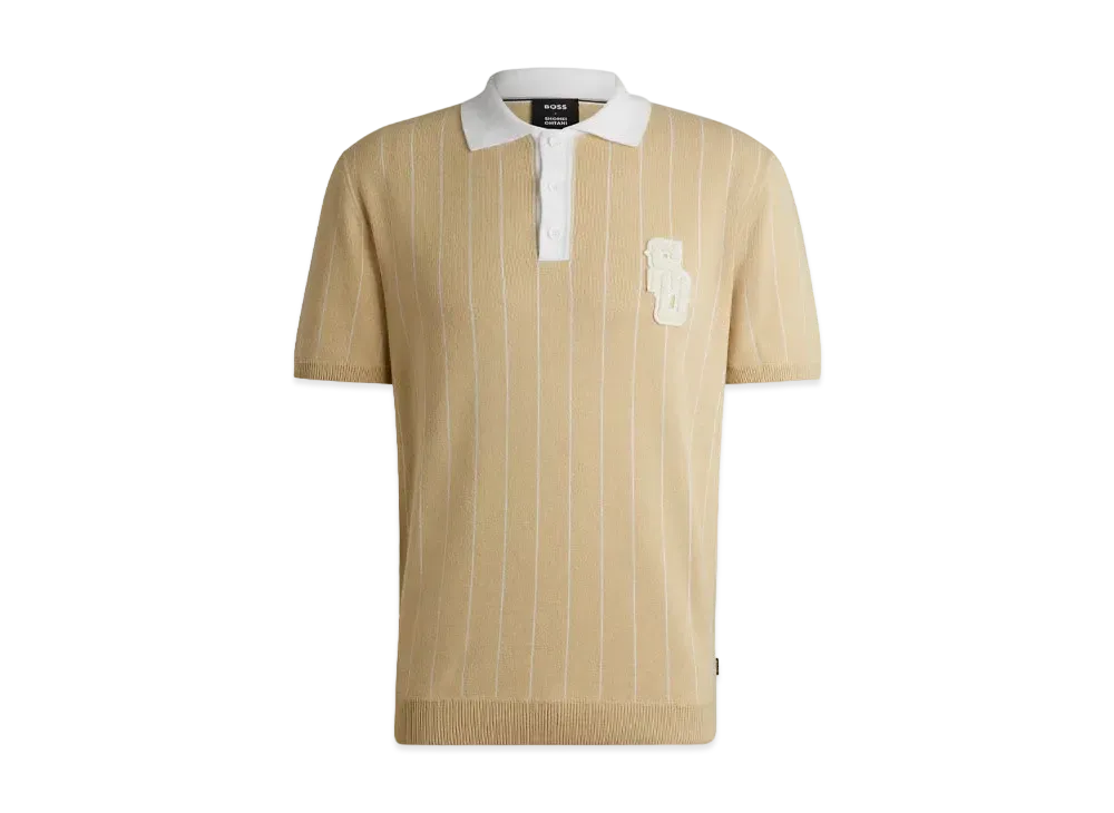 Boss x Shohei Ohtani Cotton Knit Polo Shirt Monogram Patch "Light Beige"