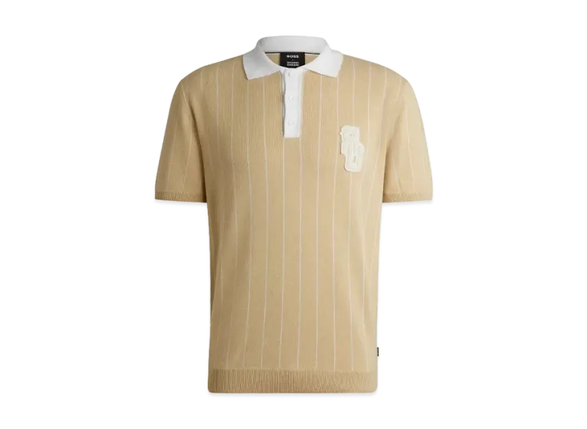 Boss x Shohei Ohtani Cotton Knit Polo Shirt Monogram Patch Boss x Shohei Ohtani Cotton Knit Polo Shirt Monogram Patch