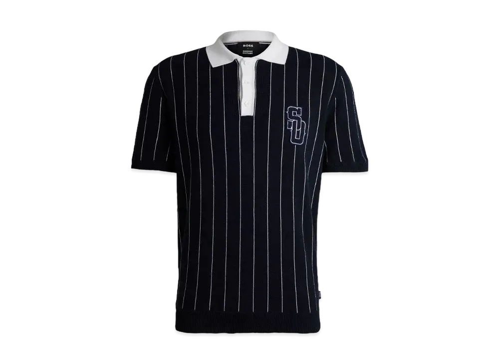 Boss x Shohei Ohtani Cotton Knit Polo Shirt Monogram Patch "Dark Blue"