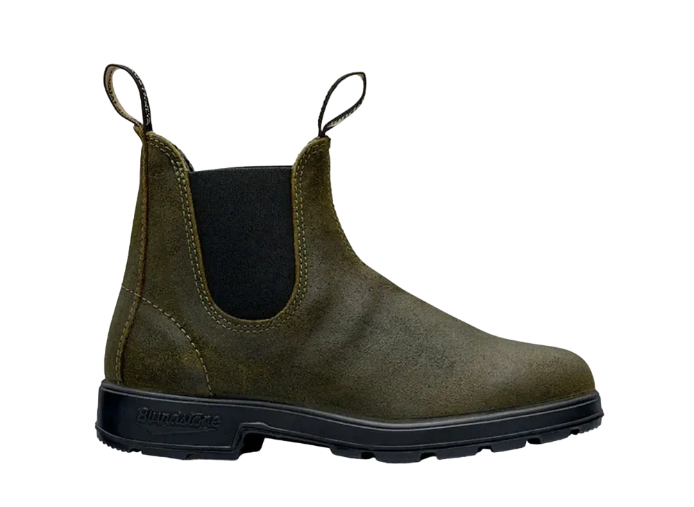 Blundstone Side Gore Boots Originals Waxed Suede "Dark Olive" BS1615407 TPU