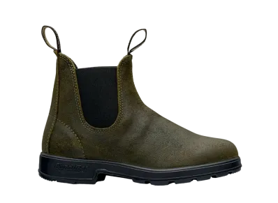 Blundstone Side Gore Boots Originals Waxed Suede "Dark Olive" BS1615407 TPU
