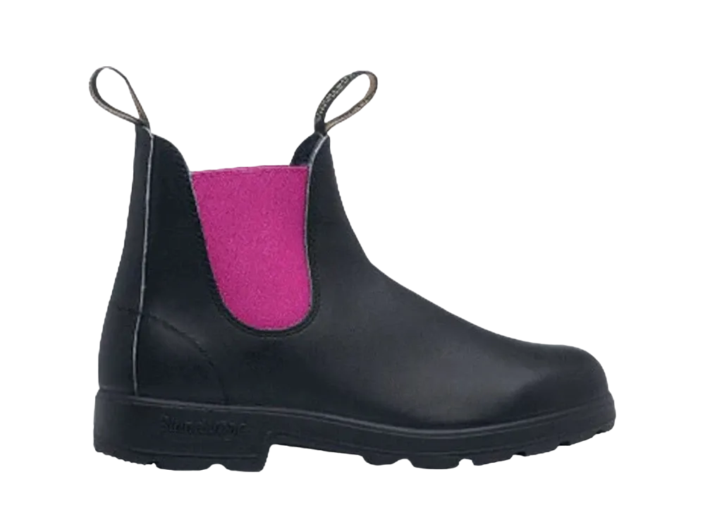 Blundstone Side Gore Boots Originals Waxed Suede "Black/Fuchsia" BS2208131 TPU