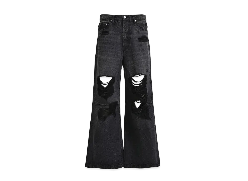 BREATH Grunge Wide Denim Pants "Black"