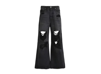 BREATH Grunge Wide Denim Pants "Black"
