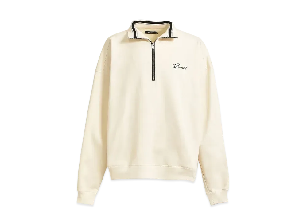 BREATH Script Logo Half Zip Sweat "White"