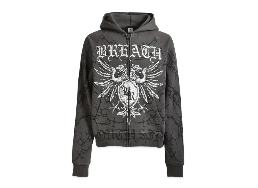 BREATH フード付きパーカー ブラック BREATH ブレス FW25 COATING ZIP