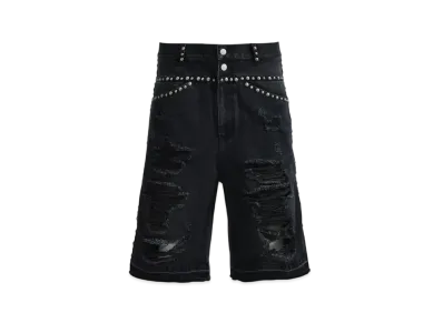 BREATH Suicide Studs Denim Shorts "Black"