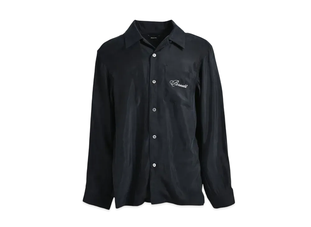 BREATH Script Logo Satin Shirt "Black"