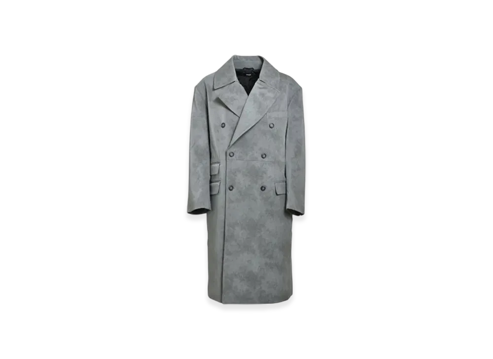 BREATH Faux Leather Double Breasted Coat "Grey"