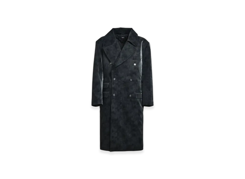 BREATH Faux Leather Double Breasted Coat "Black"