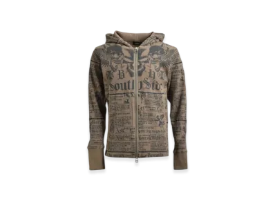 BREATH Skull Wash Waffle Zip Up Hoode "Brown"