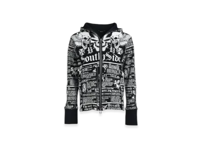 BREATH Skull Wash Waffle Zip Up Hoode "Black"