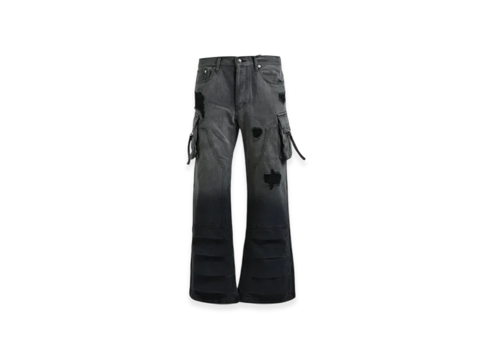 BREATH Bleach Double Knee Flare Denim "Black"