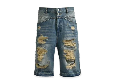 BREATH Suicide Studs Wide Denim Shorts "Indigo"