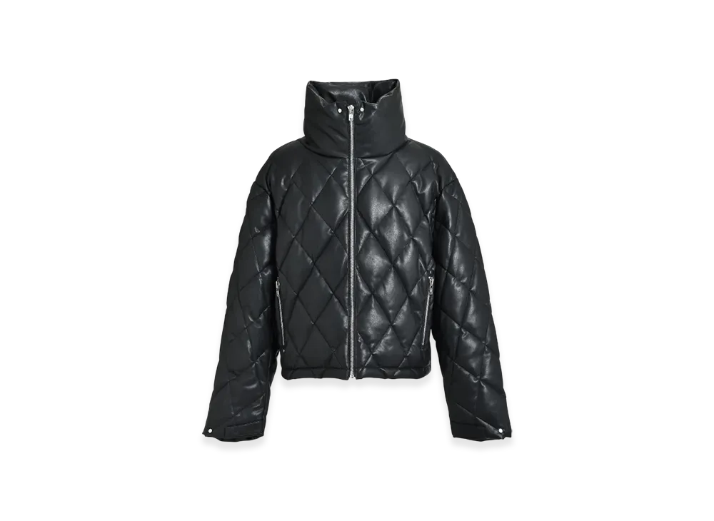 BREATH Faux Leather Quilting Down Jacket "Black"
