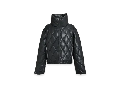 BREATH Faux Leather Quilting Down Jacket "Black"