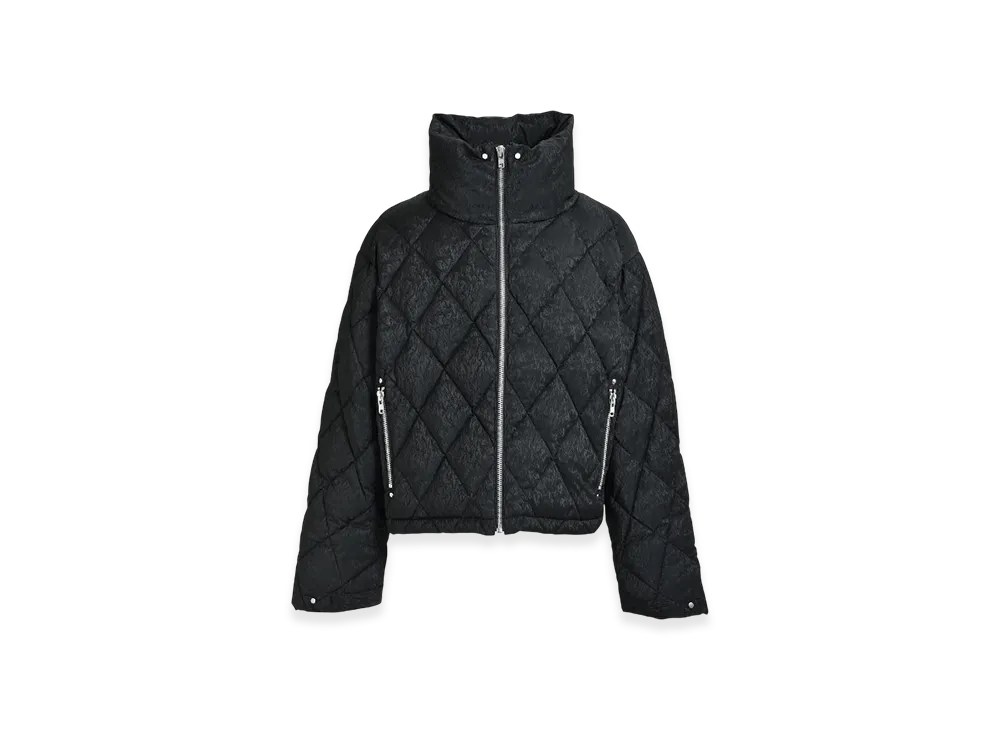 BREATH Faux Leather Shiny Quilting Down Jacket "Black"