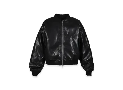 BREATH Faux Leather Bomber Jacket "Black"