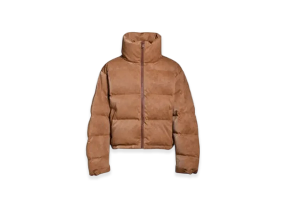 BREATH Faux Leather Shrink Down Jacket "Brown"