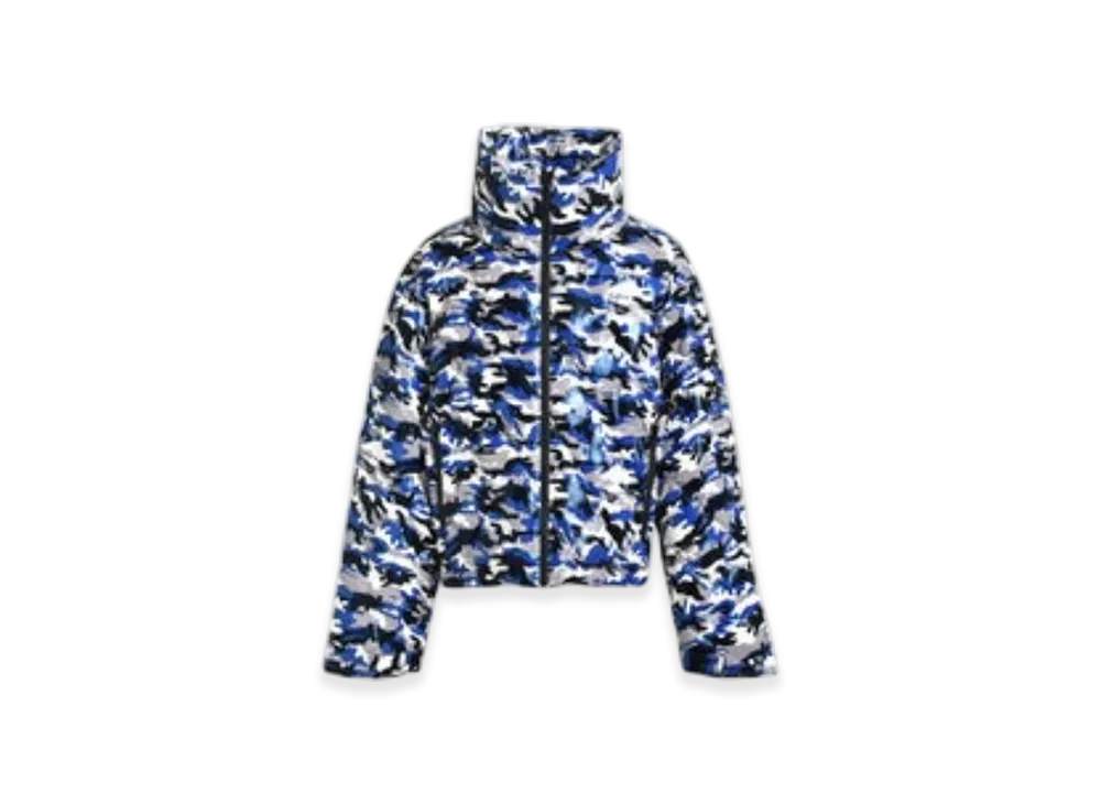BREATH Faux Leather Quilting Camo Down Jacket "Blue Camo"