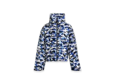 BREATH Faux Leather Quilting Camo Down Jacket "Blue Camo"