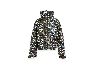 BREATH Faux Leather Quilting Camo Down Jacket "Woodland Camo"