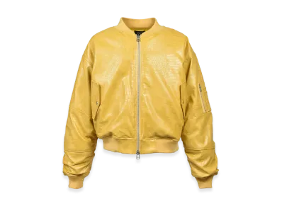 BREATH Faux Crocodile Bomber Jacket "Mustard"
