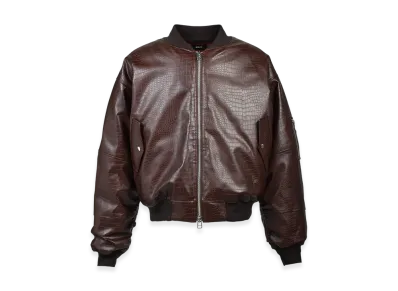 BREATH Faux Crocodile Bomber Jacket "Brown"