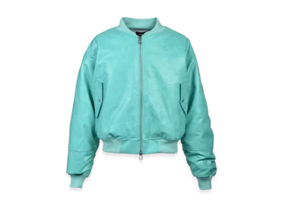 BREATH Faux Crocodile Bomber Jacket "Turquoise"