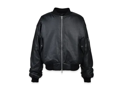 BREATH Faux Crocodile Bomber Jacket "Black"