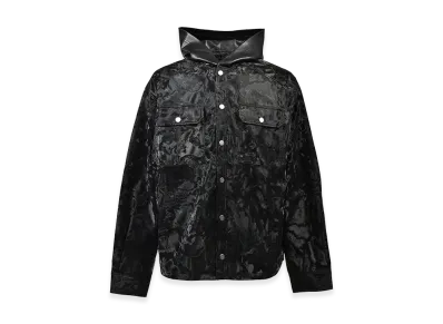 BREATH New Rich Faux Leather Hoodie Shirt "Black"