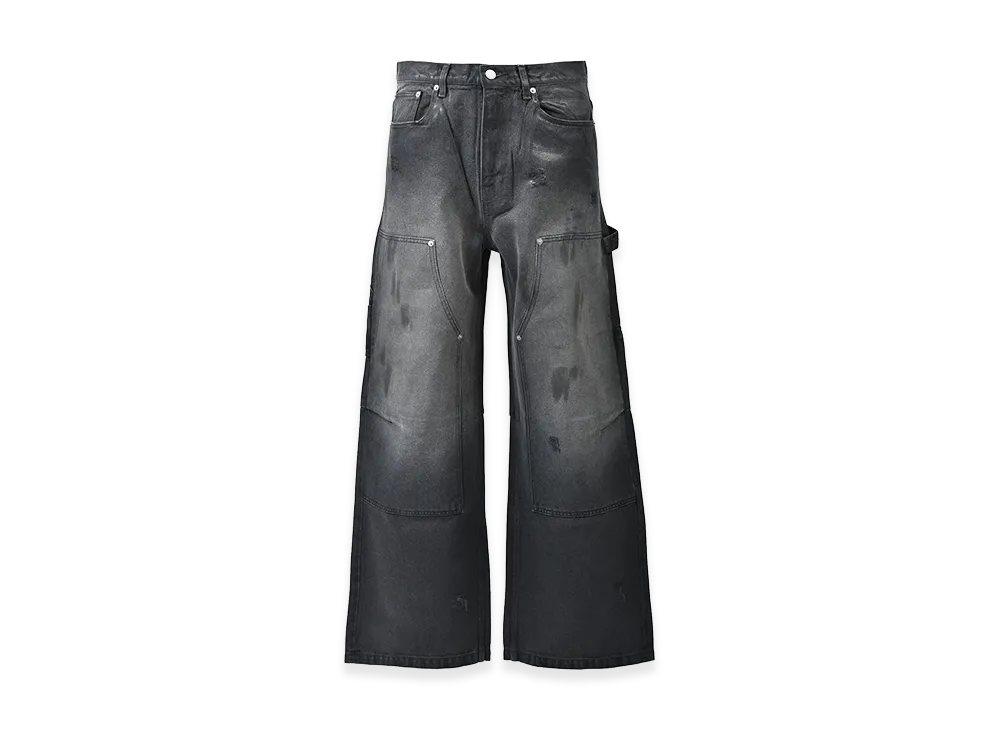 BREATH Coating Double Knee Denim Pants "Black"