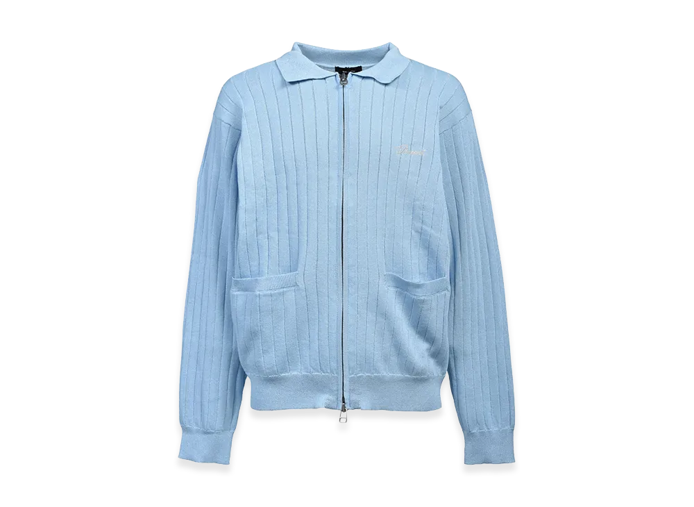 BREATH Script Logo Knit Zip Up Jacket "Ice"