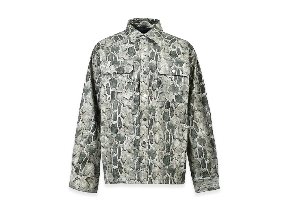 BREATH New Rich Faux Leather Shirt "Green Python"