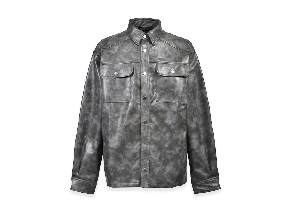 BREATH New Rich Faux Leather Shirt "Black"