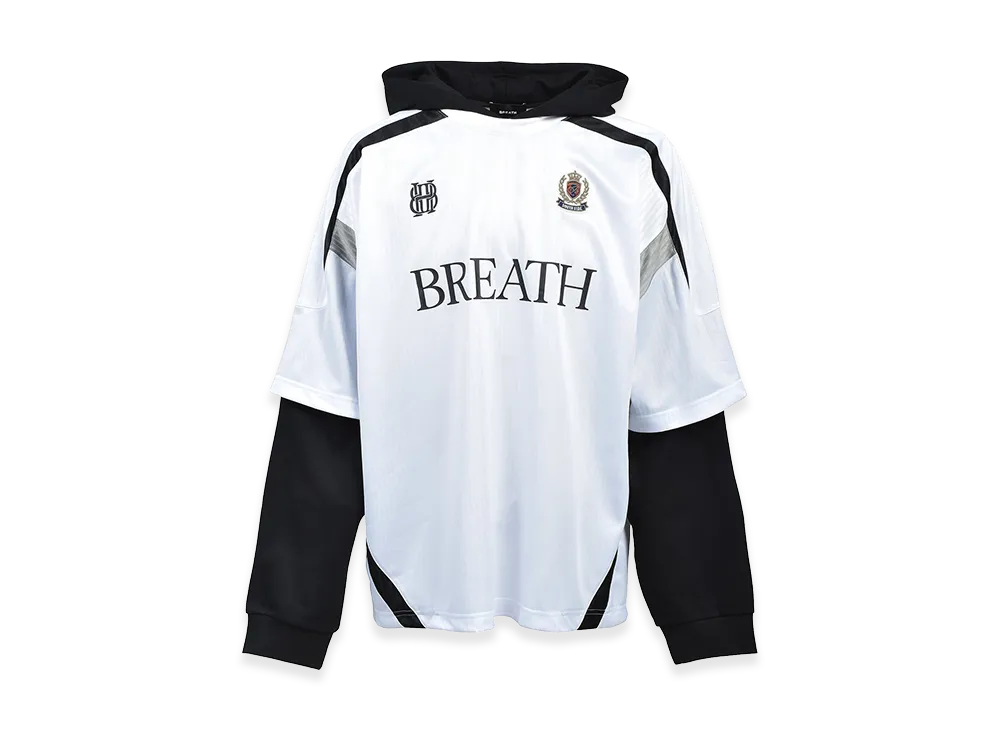 BREATH BH Logo Layered Game Shirt Hoodie "White"